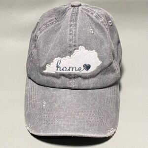 Home Free Kentucky State Home Heart Grey Distressed Adjustable Dad Hat Cap